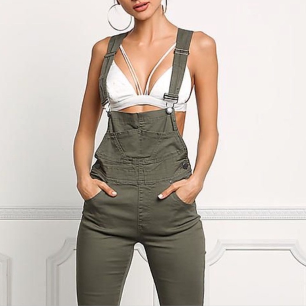 Forever 21 Olive Army, green overalls, size small